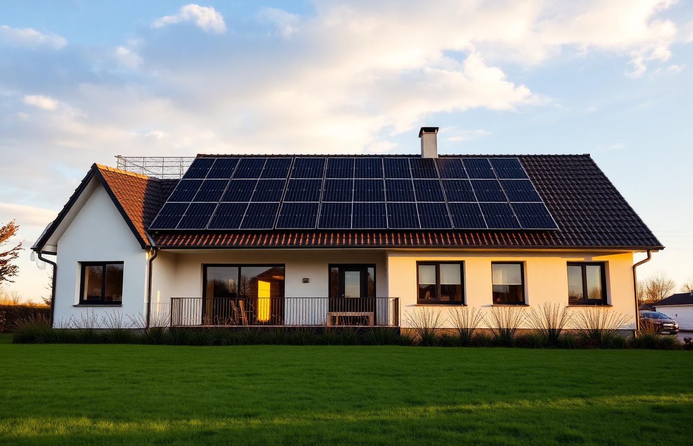 Photovoltaikanlage auf modernem Wohnhaus